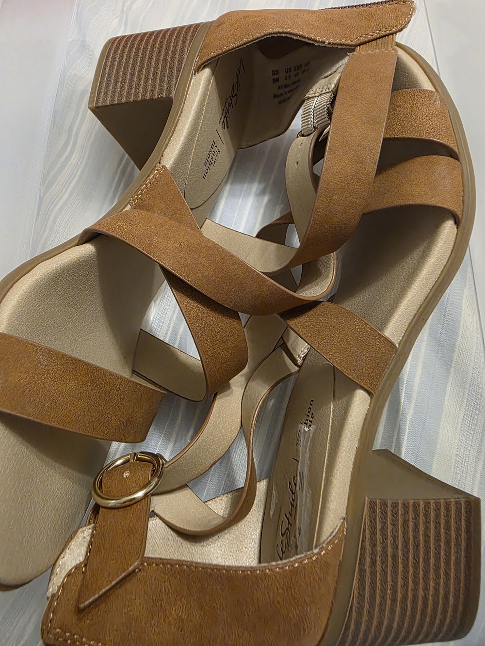 Life Stride Tan Strappy Wedge Sandals